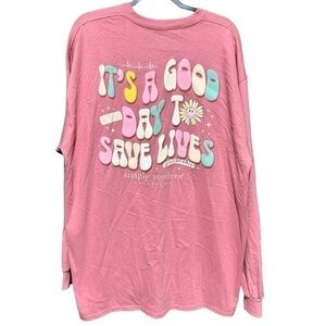 NWT Simply Southern “It’s A Good Day To Save Lives” Long Sleeve Tshirt Rouge XXL